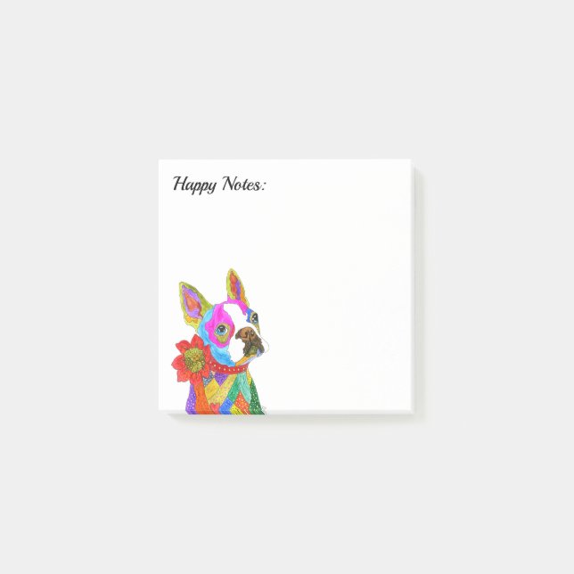 Cute and Colourful Boston Terrier Post-it Notes (Front)