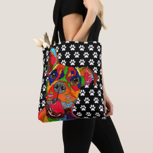 Cute and Colourful Boxer Dog Tote Bag