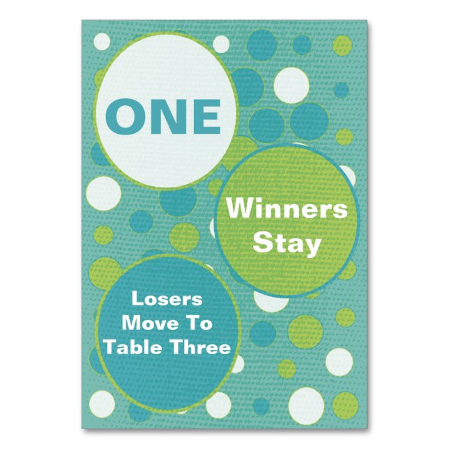 Cute and Colourful Bunco Table Cards #1 (Back)