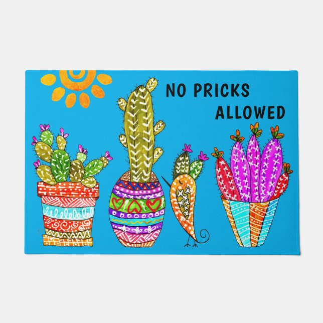 Cute and Colourful Cactus Floral Doormat (Front)