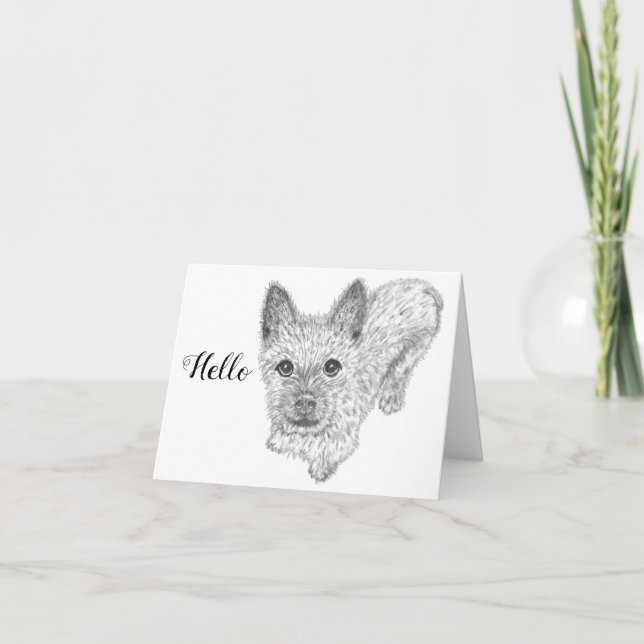Cute and Colourful Cairn Terrier Greeting Card (Front)