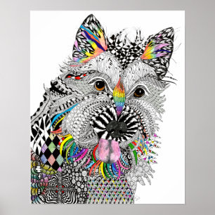 Cute and Colourful Cairn Terrier Poster - 16" x 20