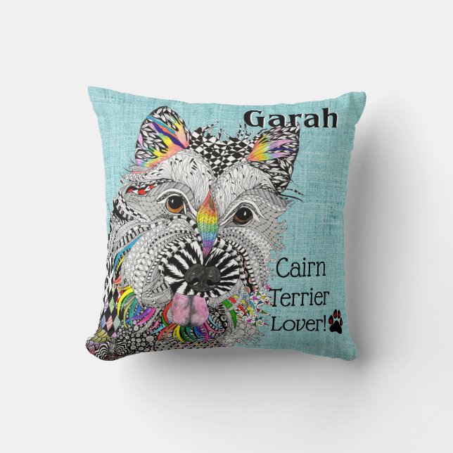 Cute and Colourful Cairn Terrier Throw Pillow (Front)