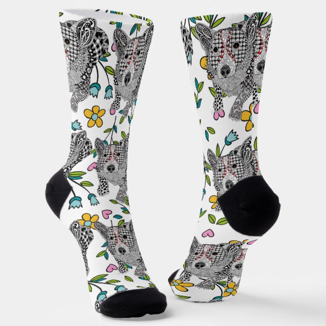 Cute and Colourful Cardigan Welsh Corgi Socks   (Angled)