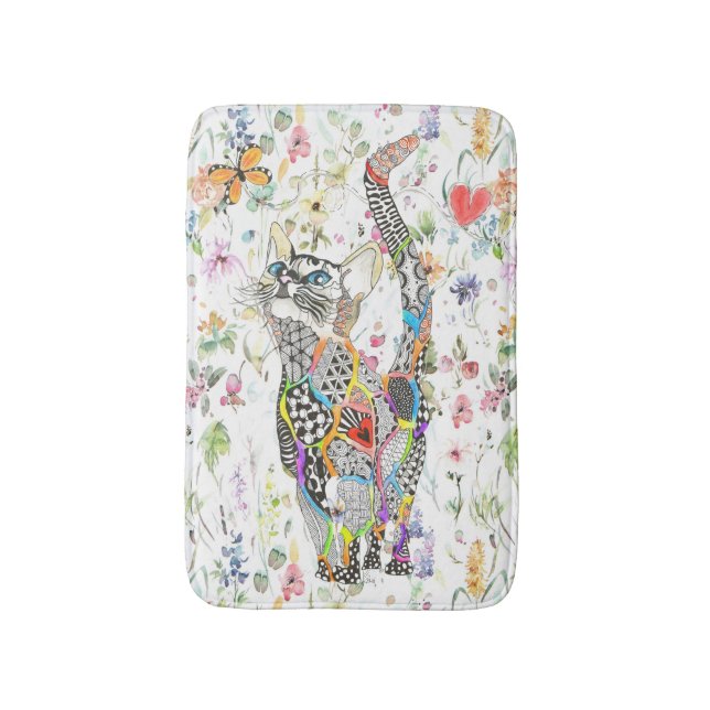 Cute and Colourful Cat Bath Mat (Front Vertical)