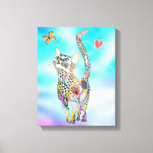 Cute and Colourful Cat Canvas - 11X14" Print