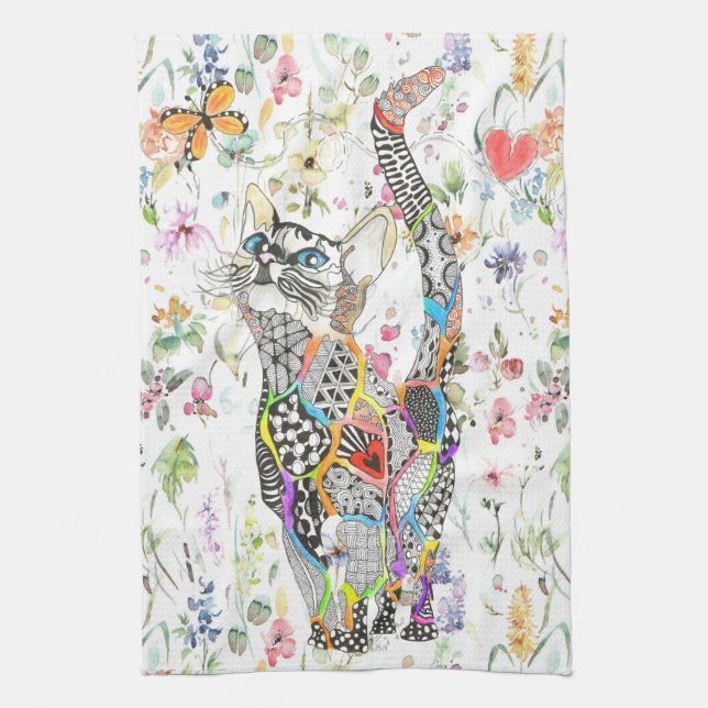 Cute and Colourful Cat Kitchen Towel (Vertical)