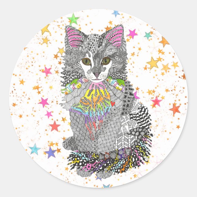 Cute and Colourful Cat Kitten Sticker (Front)