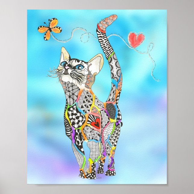 Cute and Colourful Cat Poster - 8"x10" (Front)