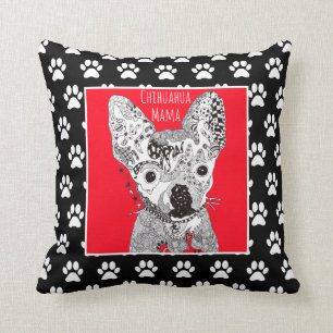 Cute and Colourful Chihuahua Paw Throw Pillow