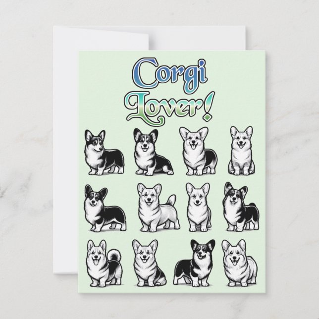Cute and Colourful Corgi Assortment Greeting Cards (Front)