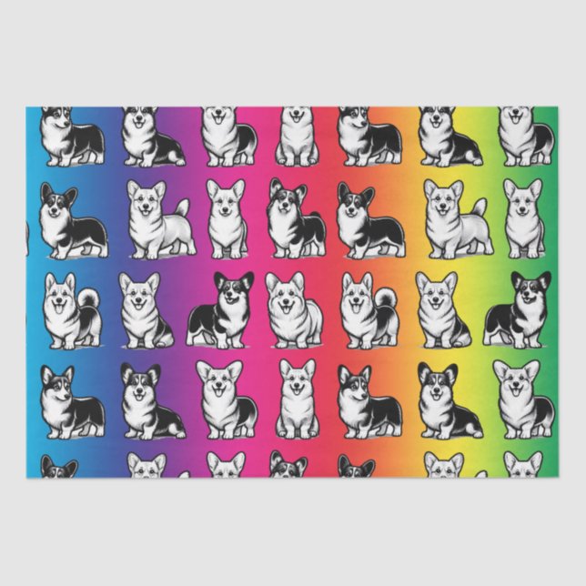 Cute and Colourful Corgi Tissue Paper (Front)