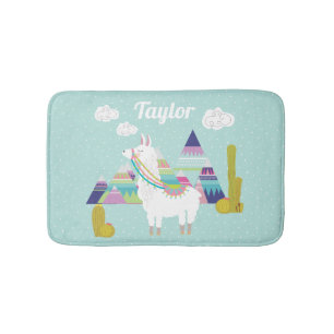 Cute and Colourful Desert Alpaca Personalized Bath Mat
