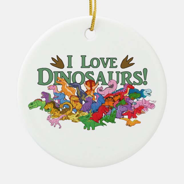Cute and Colourful Dinosaurs Ceramic Ornament (Front)