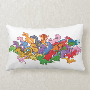 Cute and Colourful Dinosaurs Lumbar Pillow