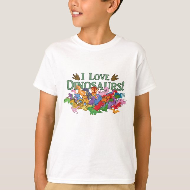 Cute and Colourful Dinosaurs T-Shirt (Front)