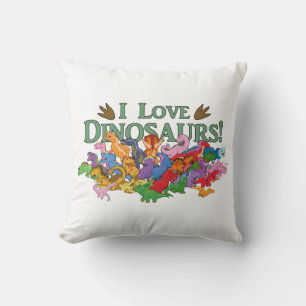 Cute and Colourful Dinosaurs Throw Pillow