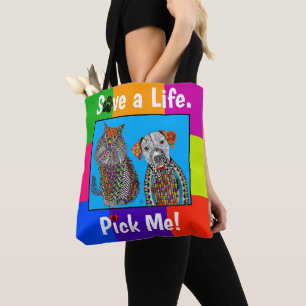 Cute and Colourful Dog and Cat Adoption Tote Bag