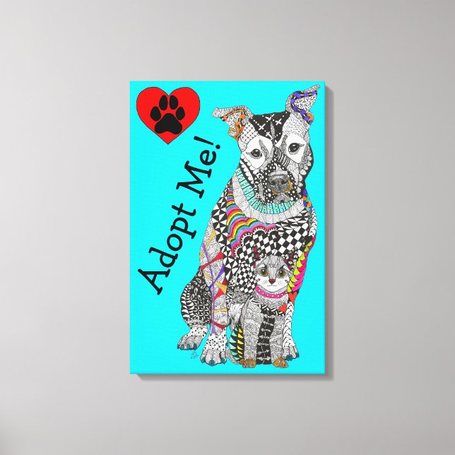 Cute and Colourful Dog and Cat Canvas 16"x"24" (Front)