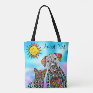 Cute and Colourful Dog and Cat Tote Bag