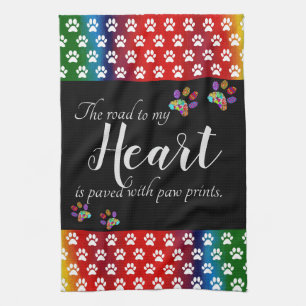 Cute and Colourful Dog Paw Prints Kitchen Towel