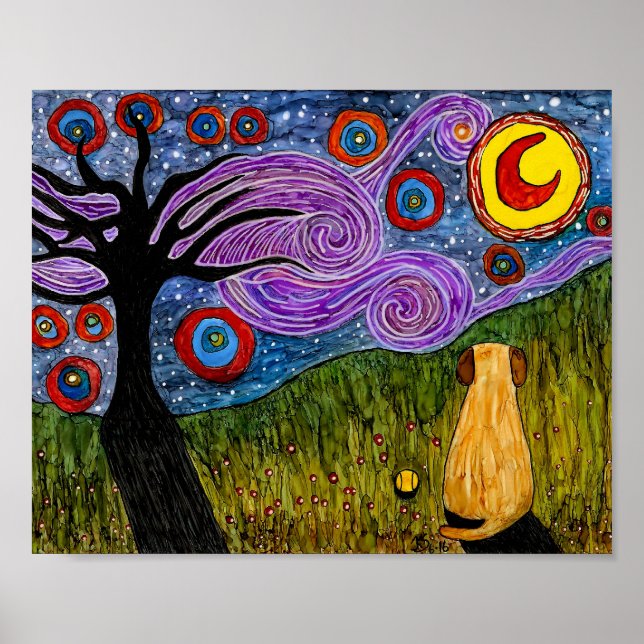 Cute and Colourful Dog Poster - 10" x 8" (Front)