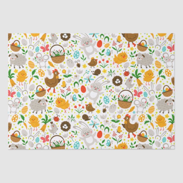 Cute and Colourful Easter Symbols Seamless Pattern Tissue Paper (Front)