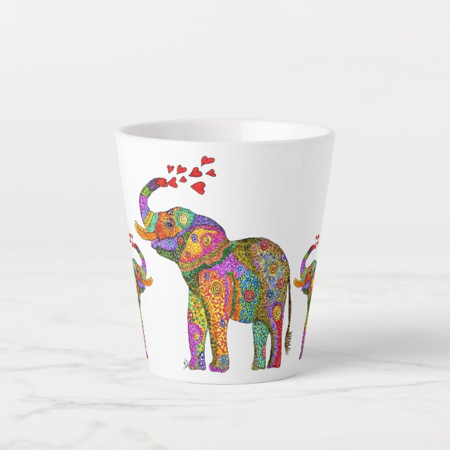 Cute and Colourful Elephant Latte Mug (Front)