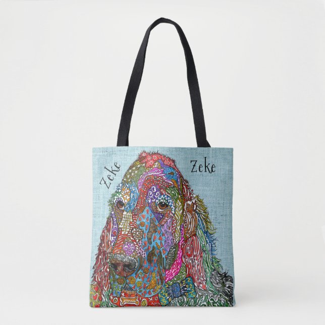 Cute and Colourful English Setter Tote Bag (Front)