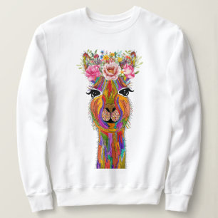 Cute and Colourful Floral Llama Sweatshirt