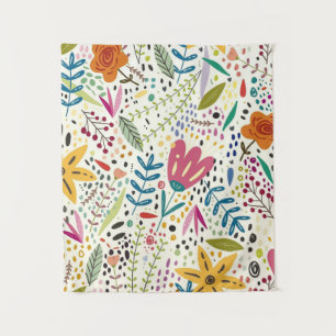 Cute and colourful flower pattern tapestry