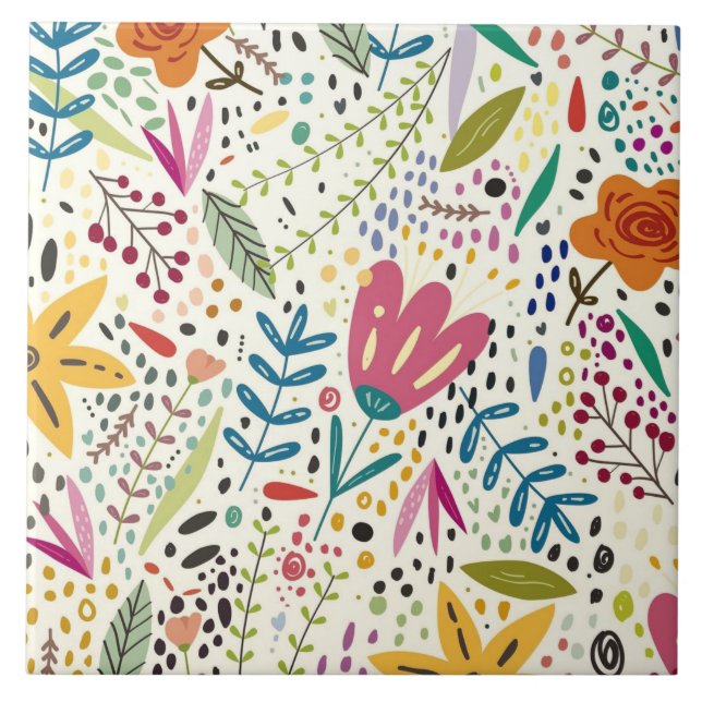 Cute and colourful flower pattern tile (Front)