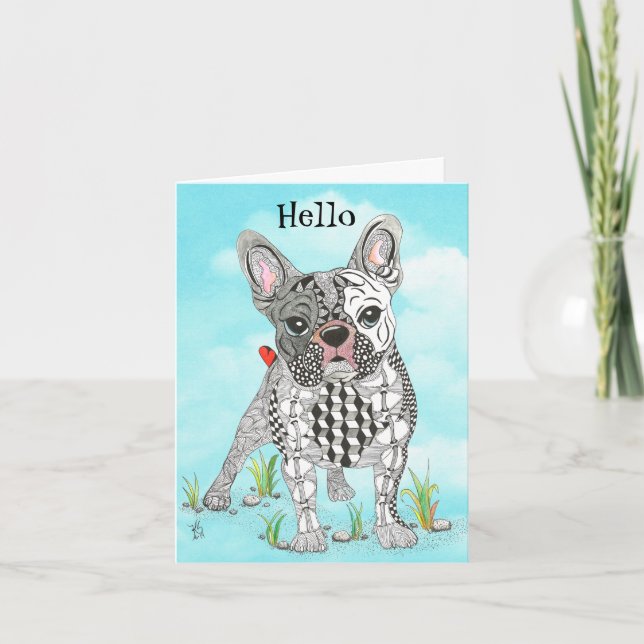 Cute and Colourful French Bulldog Greeting Card (Front)