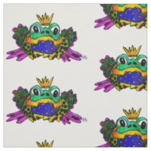 Cute and Colourful Frog with Crown Fabric