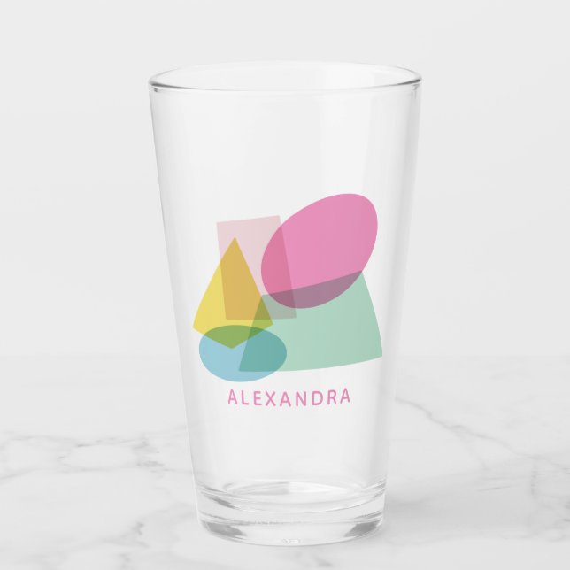 Cute and Colourful Geometric Collage Personalized Glass (Front)