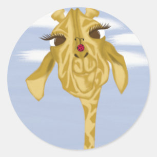 Cute And Colourful Giraffe Classic Round Sticker