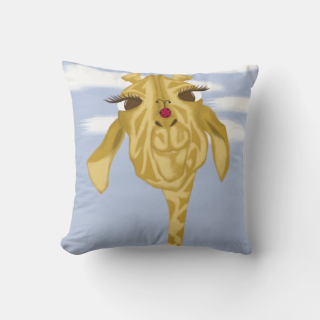 Cute And Colourful Giraffe Throw Pillow (Front)