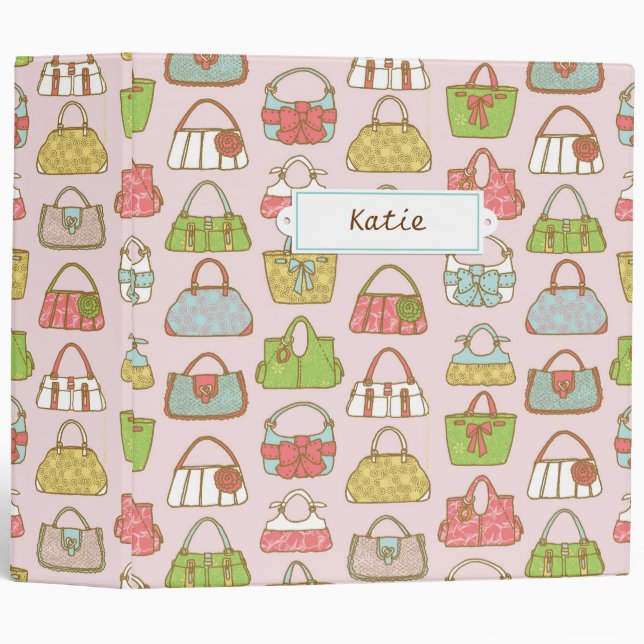 Cute and Colourful Girly Bags Illustration Pattern Binder (Front/Spine)