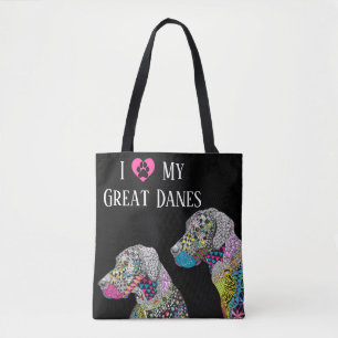 Cute and Colourful Great Danes Tote Bag