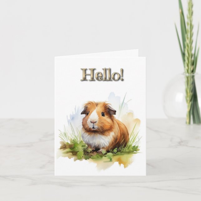 Cute and Colourful Guinea Pig Greeting Card (Front)