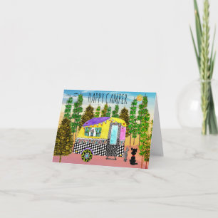 Cute and Colourful Happy Camper Greeting Card