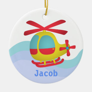 Cute and Colourful Helicopter for Kids Ceramic Ornament