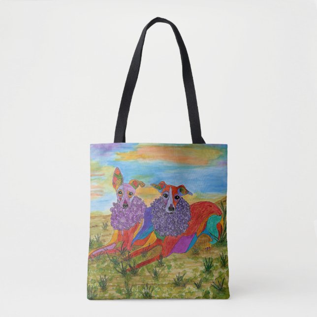 Cute and Colourful Italian Greyhound Tote Bag (Front)