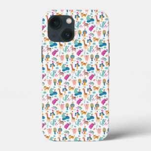 Cute and Colourful Jungle Animals Pattern iPhone 13 Mini Case