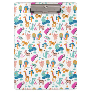 Cute and Colourful Jungle Animals Pattern Clipboard