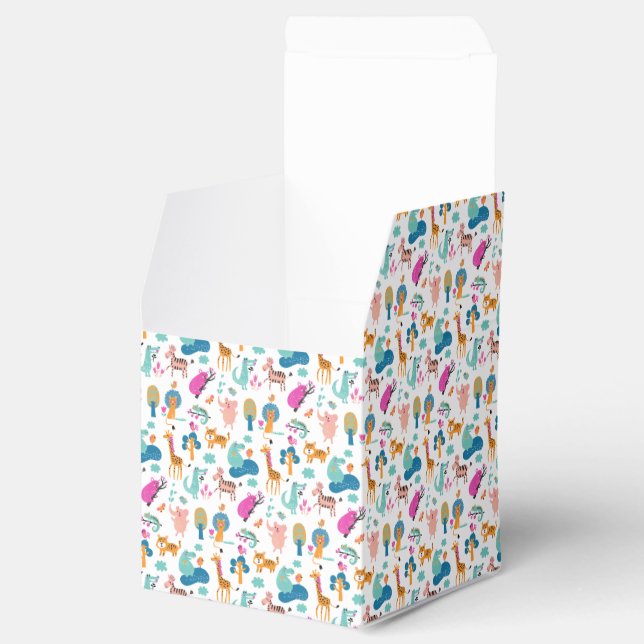 Cute and Colourful Jungle Animals Pattern Favor Box (Opened)