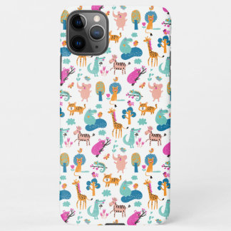 Cute and Colourful Jungle Animals Pattern iPhone 11Pro Max Case