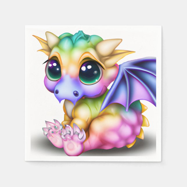 Cute and Colourful Kawaii Baby Dargon  Napkin (Front)