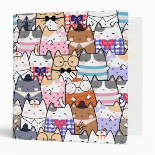 Cute and Colourful Kawaii Cat Pattern Binder