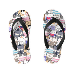 Cute and Colourful Kawaii Cat Pattern Kid's Flip Flops